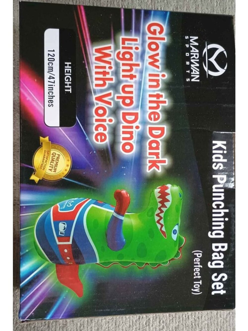 Marwan sports glow in the dark light up dinosaur punching bag for kids